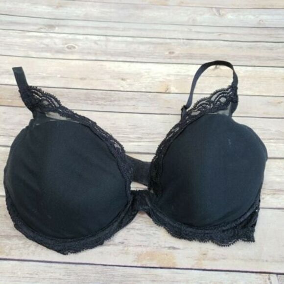 Natori Womens Feathers Contour Underwire Plunge Bra 730023 Black 34D - Picture 1 of 5